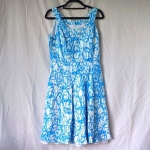 Calvin Klein Blue and White Sleeveless Midi Dress